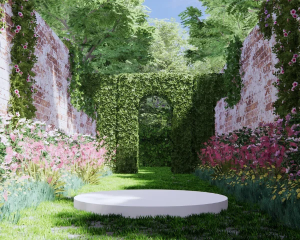 Natural stone garden pathway lined with ornamental plants